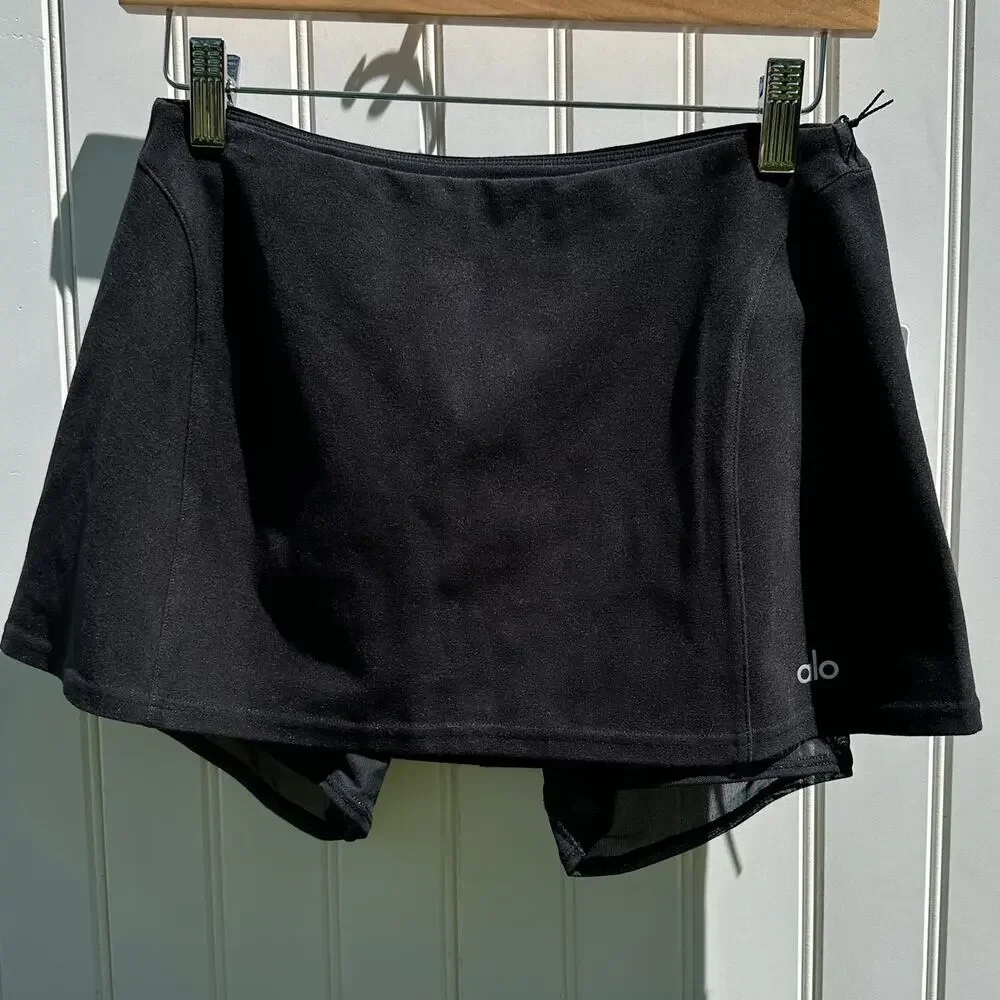 Alo Alosoft Serve It Up Skirt Black Size Extra Small NWT Tennis Padel w/ Shorts